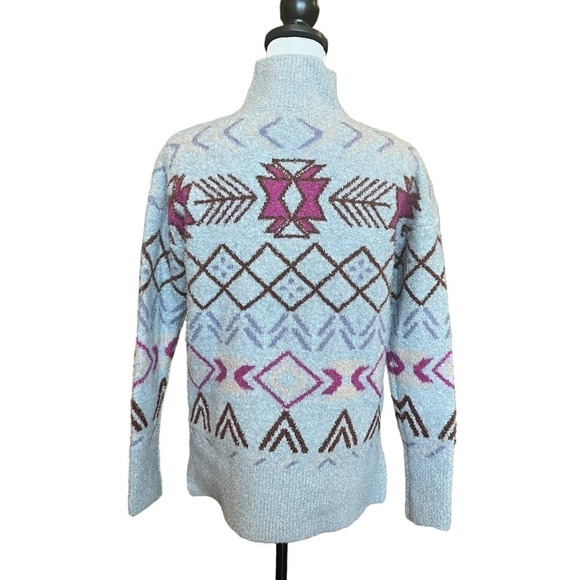 Lou & Grey Sweater Size XS Mock Neck Gray Fair Isle Tunic Winter Comfy Cozy - Picture 8 of 12